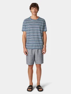 Knowledge Cotton Apparel Herren-Leinen-T-Shirt gestreift