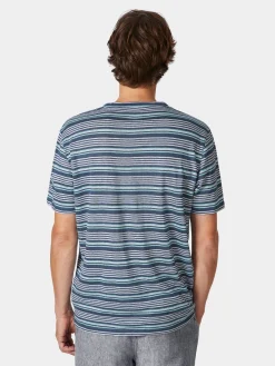 Knowledge Cotton Apparel Herren-Leinen-T-Shirt gestreift