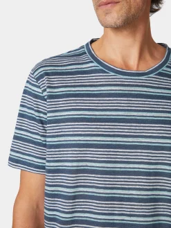 Knowledge Cotton Apparel Herren-Leinen-T-Shirt gestreift