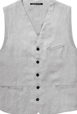 Hannes Roether Herren-Leinenweste Hellgrau Outlet
