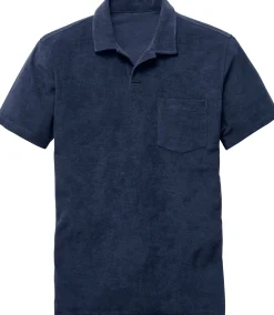 Seldom Herren-Poloshirt Frottee Dunkelblau Discount