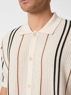 Blue de Gênes Herren-Poloshirt Knopfleiste Weiß Best