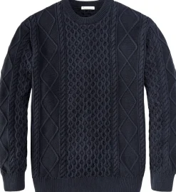 Knowledge Cotton Apparel Herrenpullover Aranmuster Navy Clearance