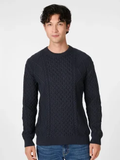 Knowledge Cotton Apparel Herrenpullover Aranmuster Navy Clearance