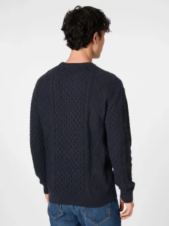 Knowledge Cotton Apparel Herrenpullover Aranmuster Navy Clearance