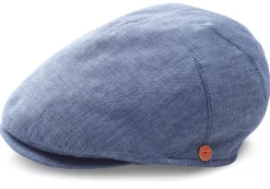 Mayser Herren-Schiebermütze Leinen Blau New