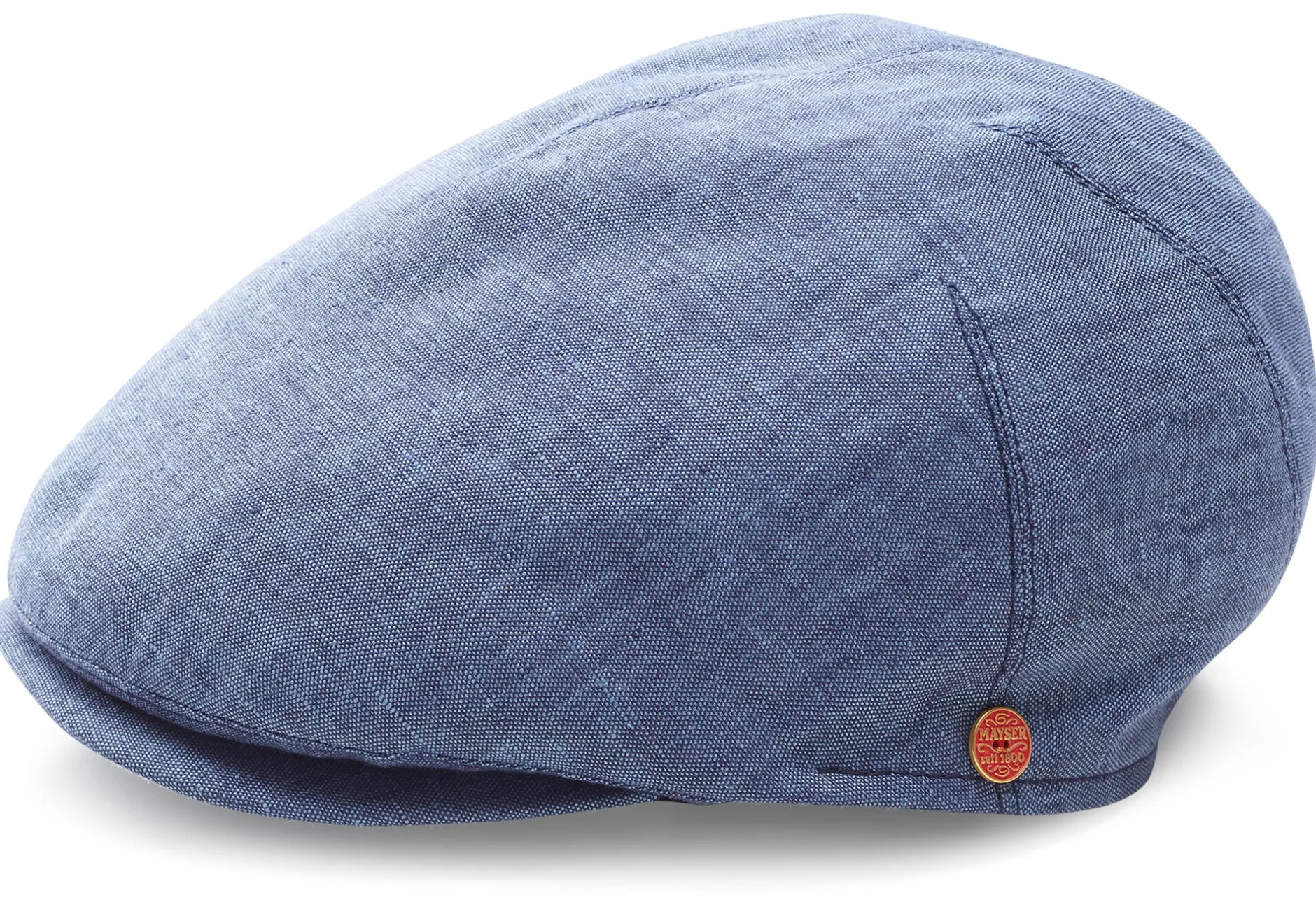 Mayser Herren-Schiebermütze Leinen Blau New