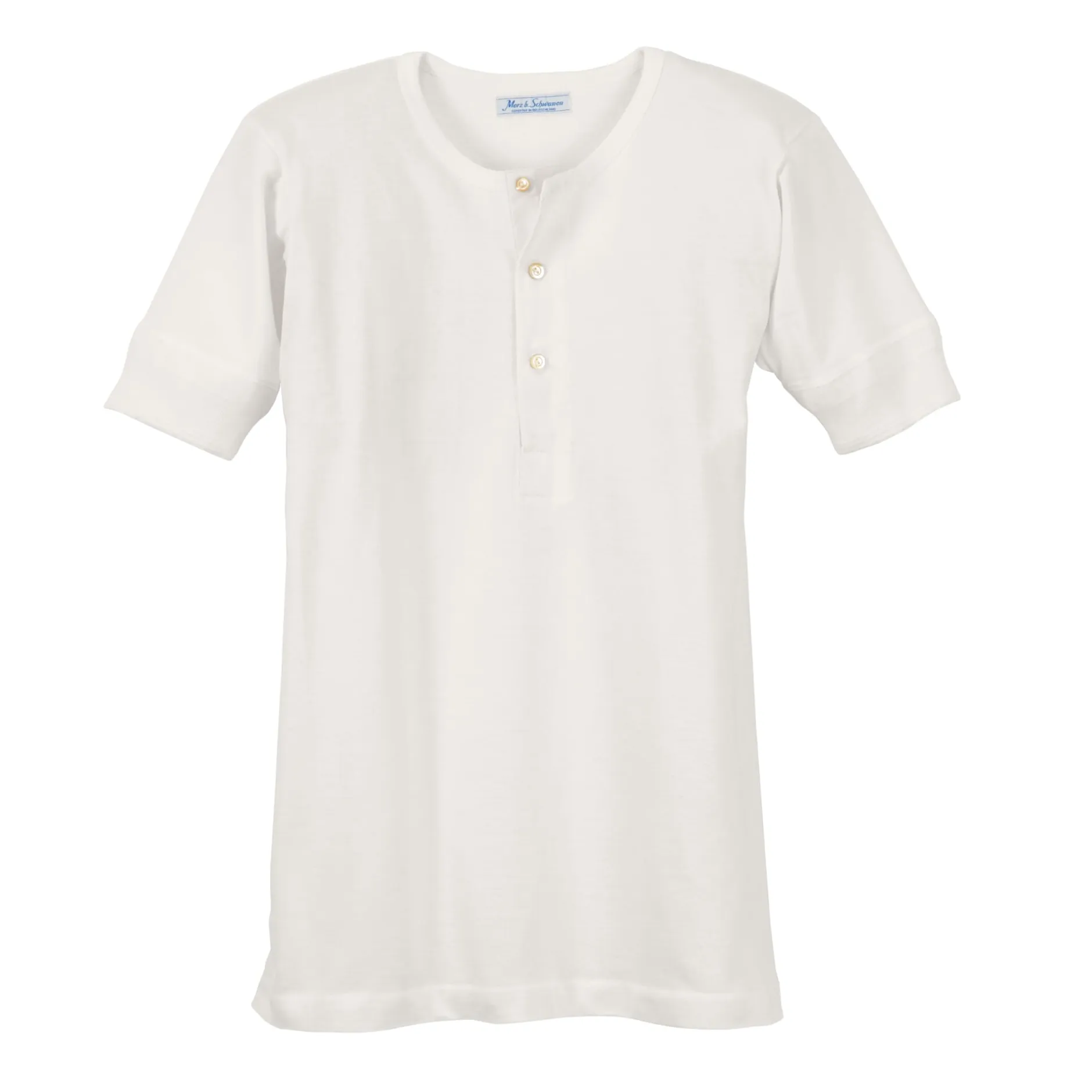 Merz b. Schwanen Herrenshirt Jersey Halbarm Weiß