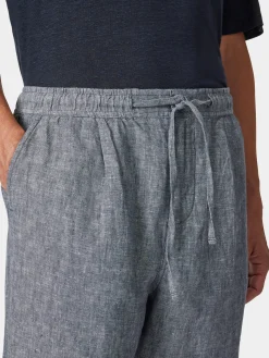 Knowledge Cotton Apparel Herrenshorts Leinen Blaumelange Best