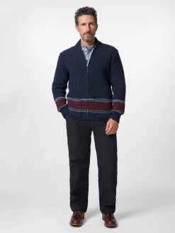 Maglificio GRP Herren-Strickjacke Folk Blau Outlet