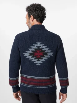 Maglificio GRP Herren-Strickjacke Folk Blau Outlet