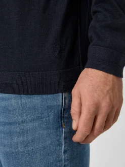 Blue de Gênes Herren-Strickshirt Langarm Navy Best