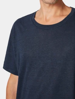 Knowledge Cotton Apparel Herren-T-Shirt Leinen Navy Outlet