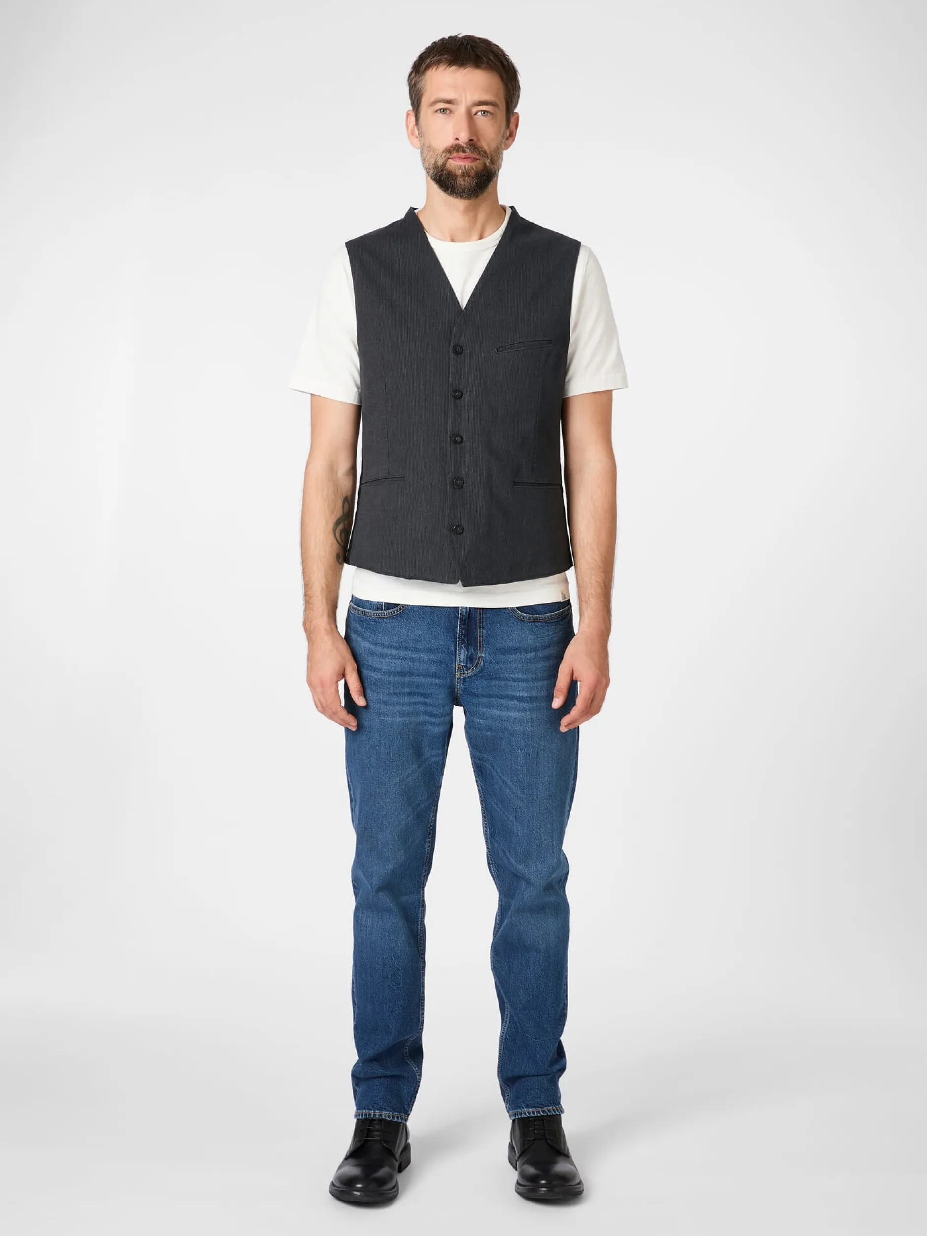Hannes Roether Herrenweste Strukturstreifen Anthrazit Clearance