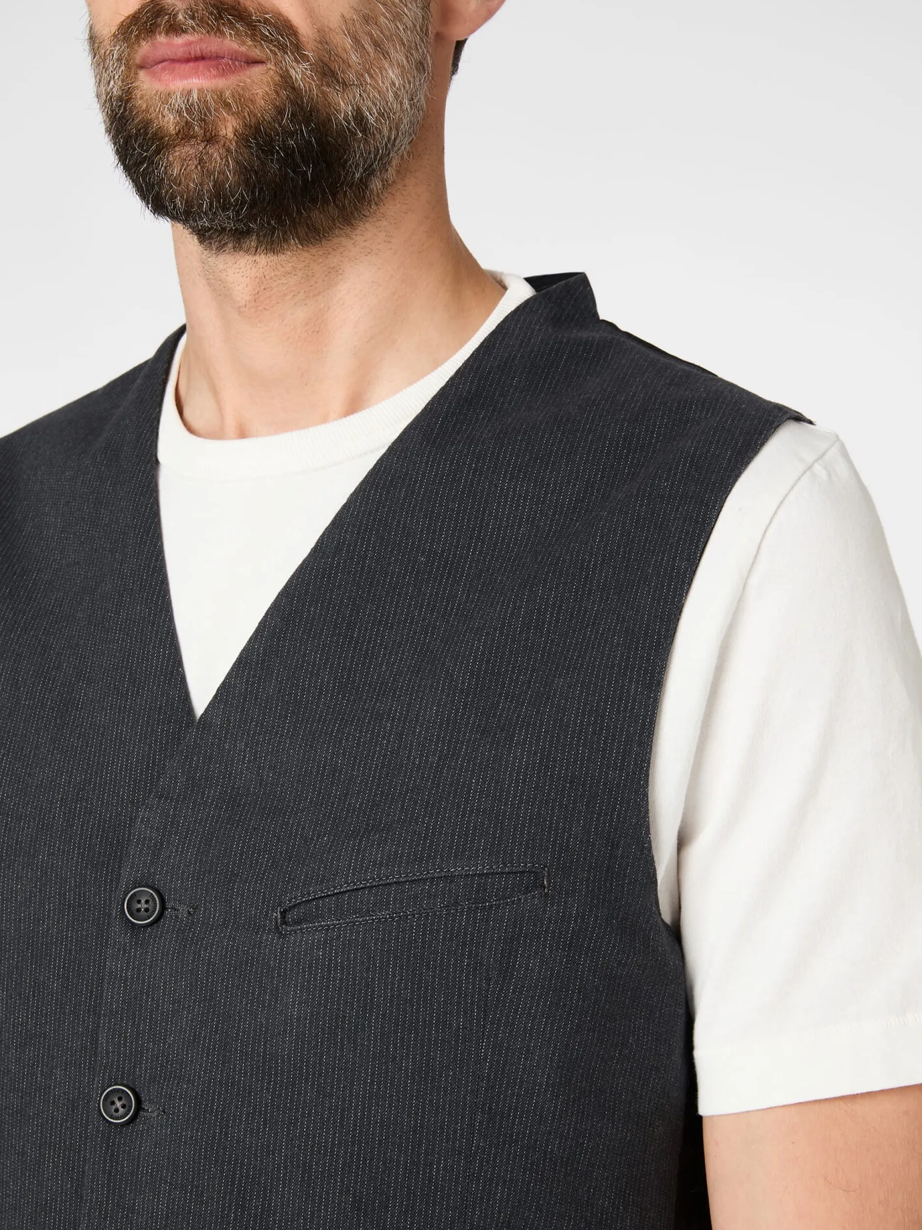 Hannes Roether Herrenweste Strukturstreifen Anthrazit Clearance