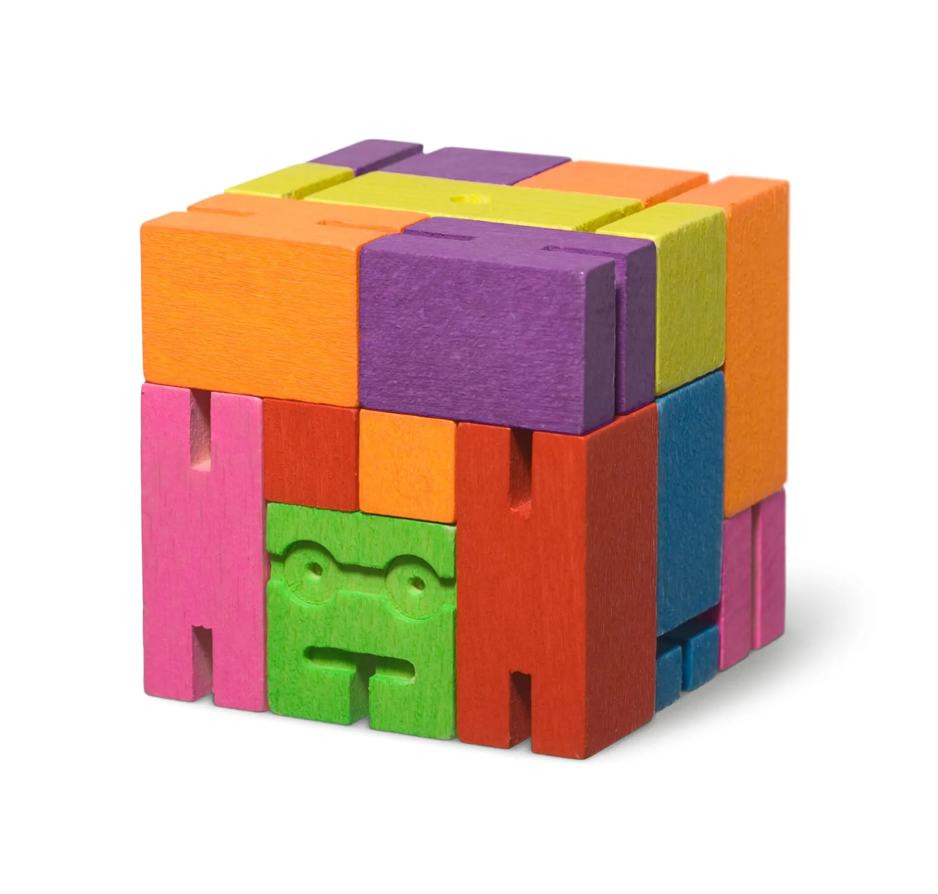 Holzfigur Cubebot Bunt Clearance