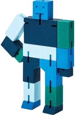 Holzfigur Cubebot Blau Online