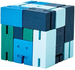 Holzfigur Cubebot Blau Online