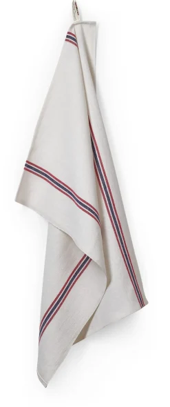 Charvet Editions Küchenhandtuch Leinen Streifen Weiß Discount