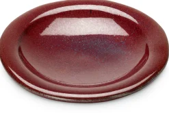 Lebensgemeinschaft Bingenheim Kerzenteller handgetöpfert Dunkelrot Sale