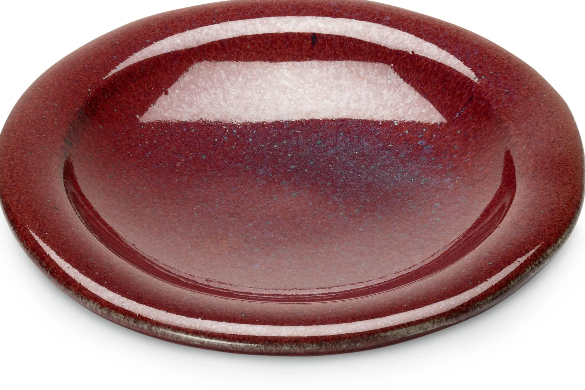 Lebensgemeinschaft Bingenheim Kerzenteller handgetöpfert Dunkelrot Sale