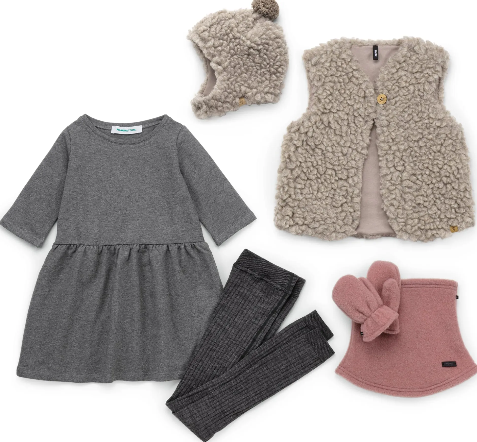 Pure Pure Kinder-Fäustling Wollfleece Rosé New