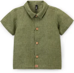 Pure Pure Kinder-Hemd Kurzarm Leinen Oliv Sale