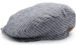 Pure Pure Kinder-Schiebermütze Leinen gestreift Blaumelange Hot