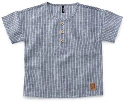 Pure Pure Kinder-T-Shirt Leinen gestreift Blaumelange Clearance