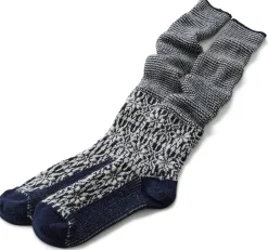 Hirsch Natur Kniestrumpf Jacquard Schurwolle Dunkelblau