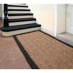 August Schär Kokosteppich Fischgrat natur-schwarz Outlet