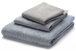 Sampedro Kopfkissenbezug Flanell Fischgrat Blau