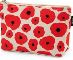 Melawear Kulturbeutel Blumenprint, rot-natur