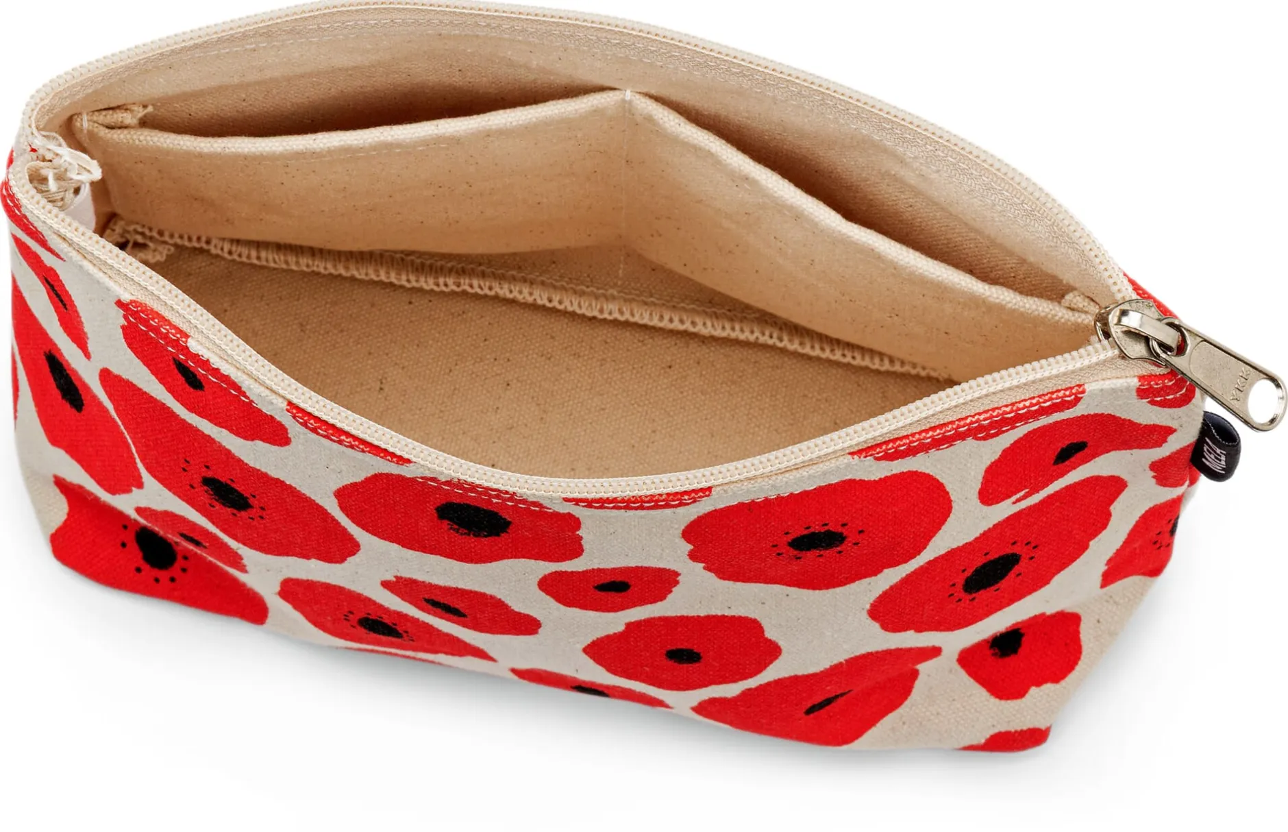 Melawear Kulturbeutel Blumenprint, rot-natur