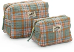 Moismont Kulturbeutel N° 43, kariert, graublau