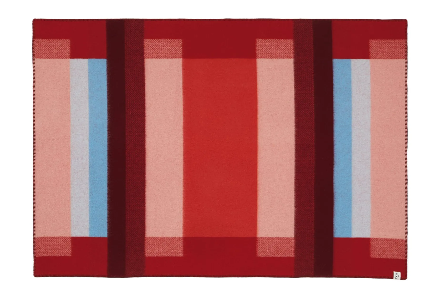 Røros Tweed Lammwolldecke Bauhausstil Rot Hot