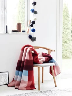 Røros Tweed Lammwolldecke Bauhausstil Rot Hot