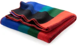 Røros Tweed Lammwolldecke Bauhausstil Blau Discount