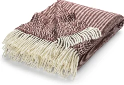 Røros Tweed Lammwolldecke Zickzack-Streifen Kattefot Sale