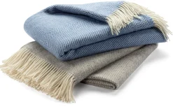 Røros Tweed Lammwolldecke Zickzack-Streifen Kattefot Clearance