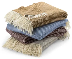 Røros Tweed Lammwolldecke Zickzack-Streifen Kattefot Clearance