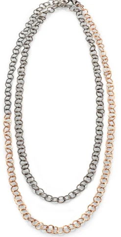Guthmann Lange Kette Hammerschlag, Roségold-Oxid New