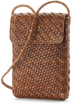 Allan K Leder-Handytasche geflochten, Braun