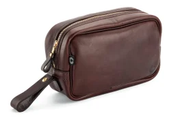 Croots Leder-Washbag Dunkelbraun Online