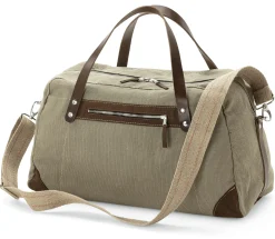 Hack Lederware Reisetasche Segeltuch, Grünbeige New