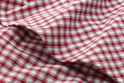Leinenweberei Vieböck Runde Tischdecke rot-weiß kariert Hot
