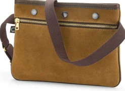 Croots Schultertasche Veloursleder, Braun Clearance