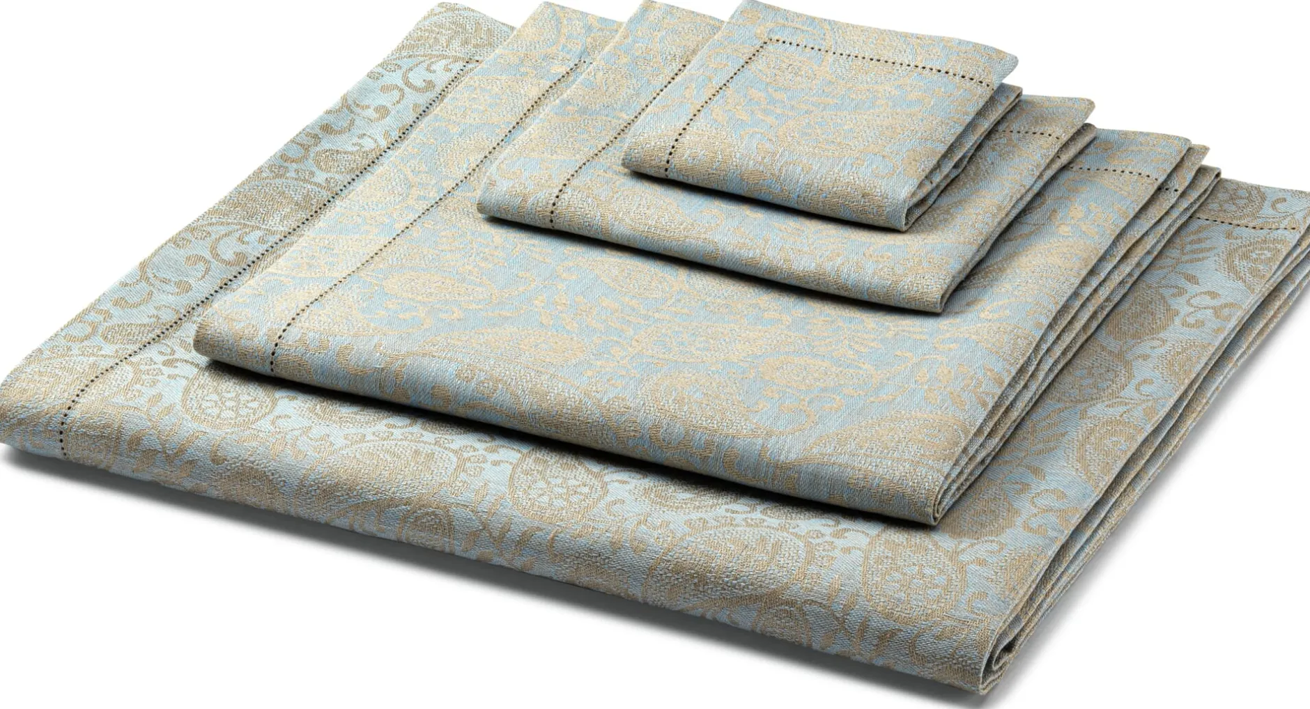 Erika Vaitkute Serviette Jacquard Leinen Blau New