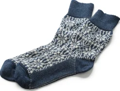 Hirsch Natur Socke Jacquard Schurwolle Blau Outlet