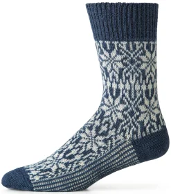 Hirsch Natur Socke Jacquard Schurwolle Blau Outlet